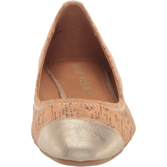 Anne Klein Womens Cork LeatherClosed Pointed ToePull-On Carlie Ballet Flat - Picture 2 of 7